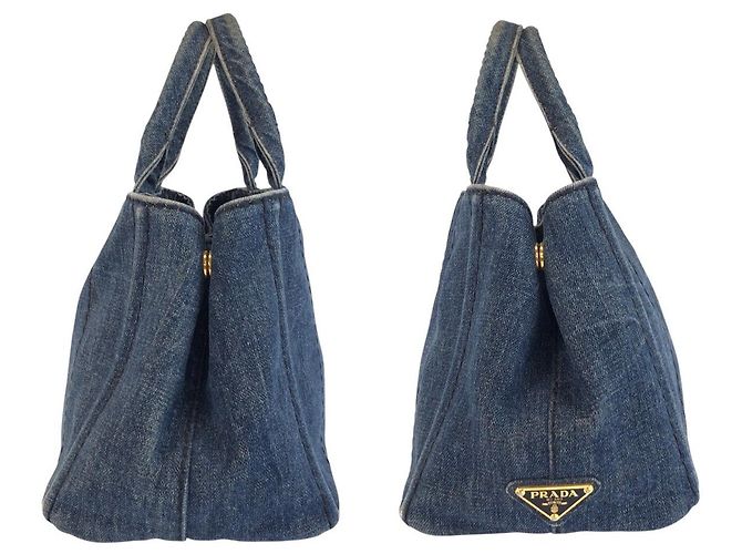 Saco Tote Prada Canapa Azul - vista 7