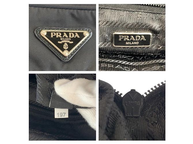 Prada Tessuto Triangle Logo Shoulder Bag Black - view 3