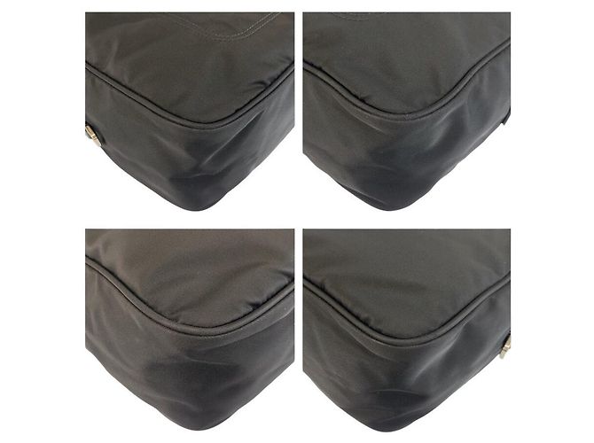 Prada Tessuto Triangle Logo Shoulder Bag Black - view 4