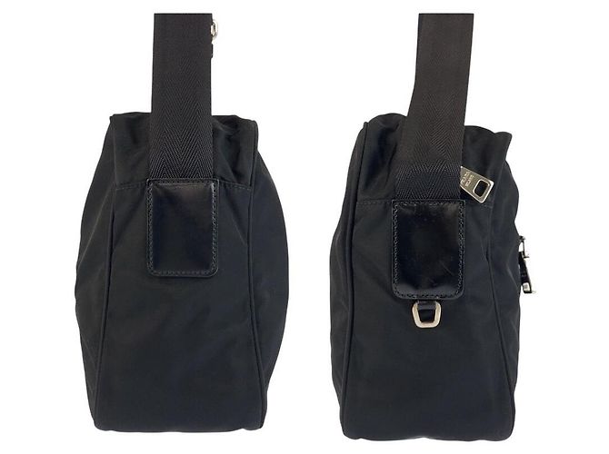 Prada Tessuto Triangle Logo Shoulder Bag Black - view 7