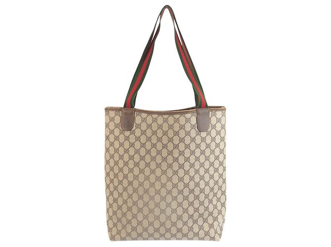 Gucci Tote Bag Braun Beige Stoff - Ansicht 2