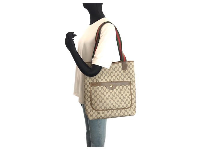 Gucci Tote Bag Braun Beige Stoff - Ansicht 7
