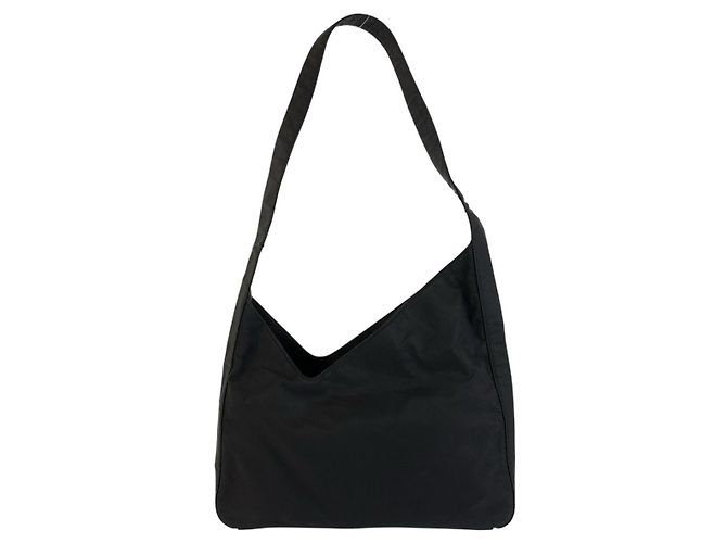 Sac à épaule Prada Tessuto avec logo triangle Noir - vue 2