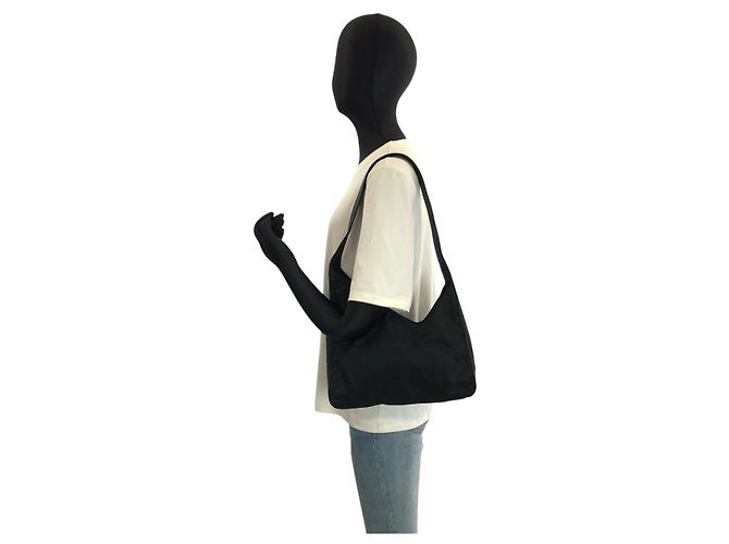 Sac à épaule Prada Tessuto avec logo triangle Noir - vue 6