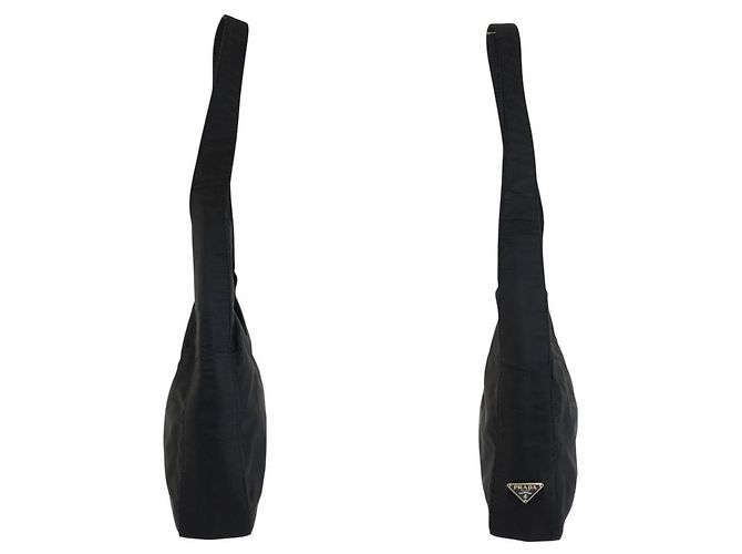 Sac à épaule Prada Tessuto avec logo triangle Noir - vue 7