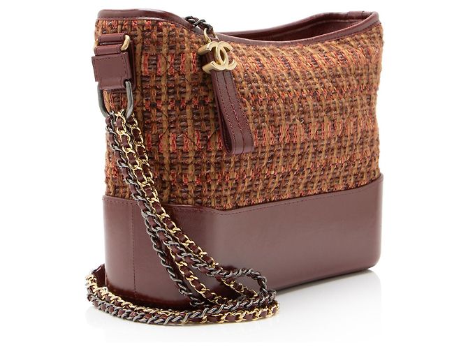 Chanel Tweed Calfskin Gabrielle Medium Hobo Marrone - vista 2