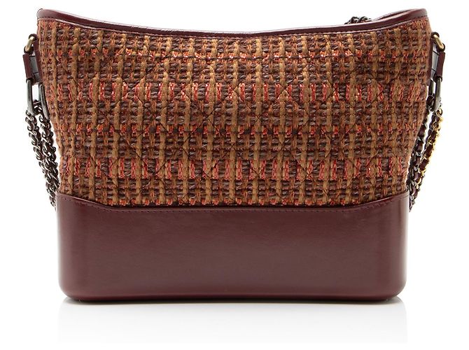 Chanel Tweed Calfskin Gabrielle Medium Hobo Marrone - vista 3
