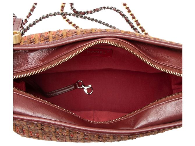 Chanel Tweed Calfskin Gabrielle Medium Hobo Marrone - vista 7
