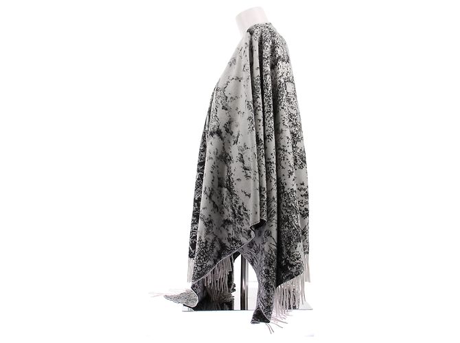 Christian Dior Poncho in cashmere beige e blu navy - vista 4