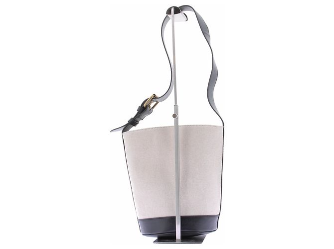 Borsa a secchiello in pelle beige Soeur - vista 3