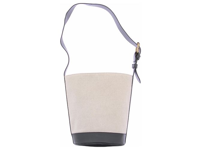 Borsa a secchiello in pelle beige Soeur - vista 4