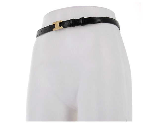 Céline Cintura nera con logo dorato Nero - vista 2