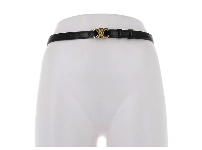 Céline Cintura nera con logo dorato Nero - vista 3