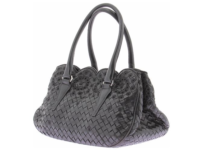 Bottega Veneta Schwarze geflochtene Ledertasche - Ansicht 2
