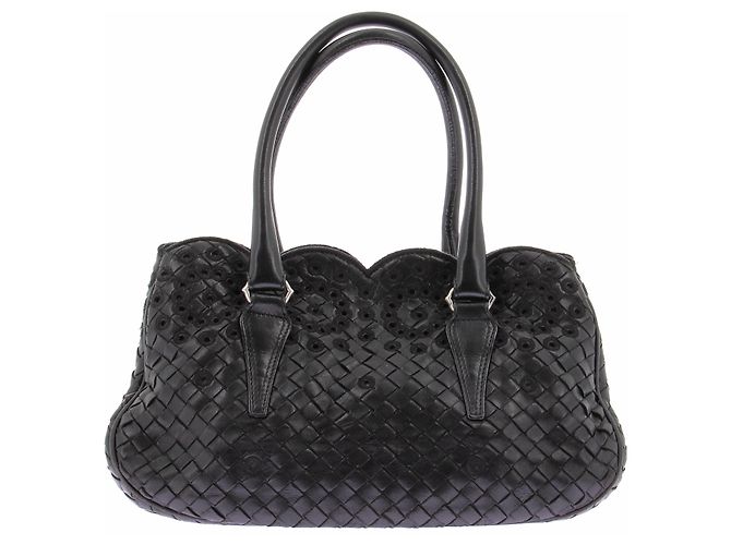 Bottega Veneta Schwarze geflochtene Ledertasche - Ansicht 3