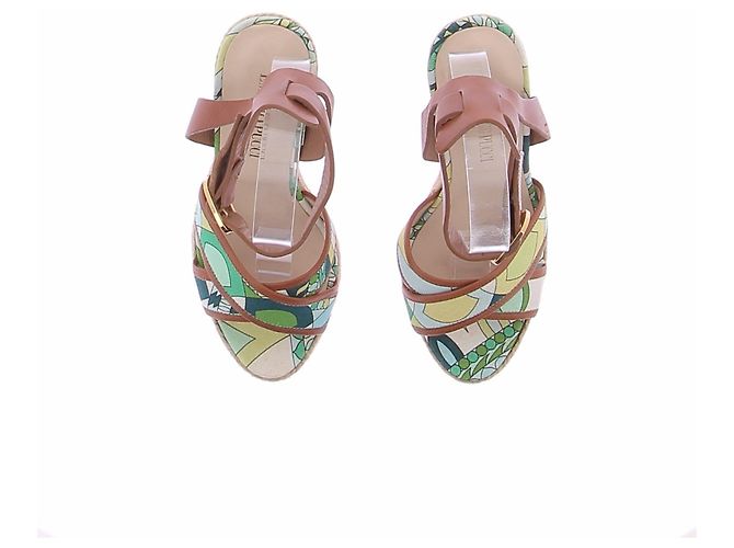 Emilio Pucci Espadrilles compensées vertes Green - view 4