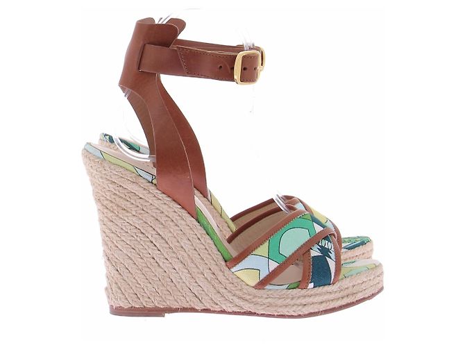 Emilio Pucci Espadrilles compensées vertes Green - view 6