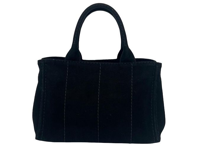 Tote Borsa a tracolla 2-Way Prada Canapa Logo Canvas Nero - vista 3