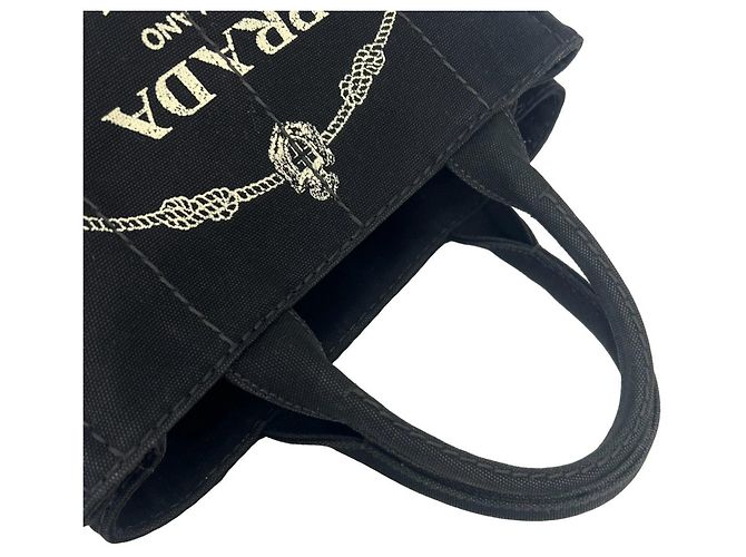 Tote Borsa a tracolla 2-Way Prada Canapa Logo Canvas Nero - vista 4