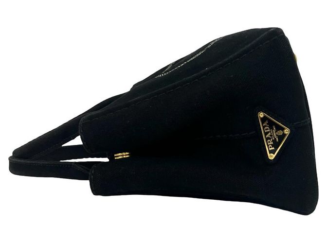 Tote Borsa a tracolla 2-Way Prada Canapa Logo Canvas Nero - vista 5