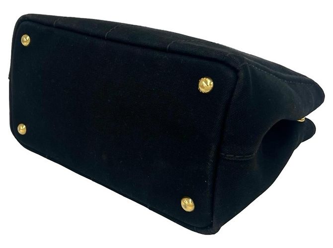 Tote Borsa a tracolla 2-Way Prada Canapa Logo Canvas Nero - vista 8