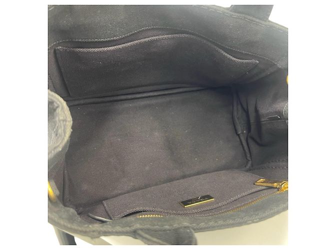 Tote Borsa a tracolla 2-Way Prada Canapa Logo Canvas Nero - vista 9