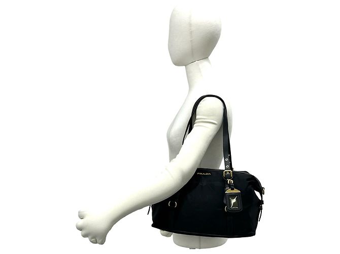 Prada Logo Hardware Tessuto Pocono Nylon Tote Bag Schwarz - Ansicht 2