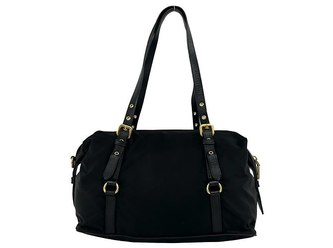 Prada Logo Hardware Tessuto Pocono Nylon Tote Bag Schwarz - Ansicht 3