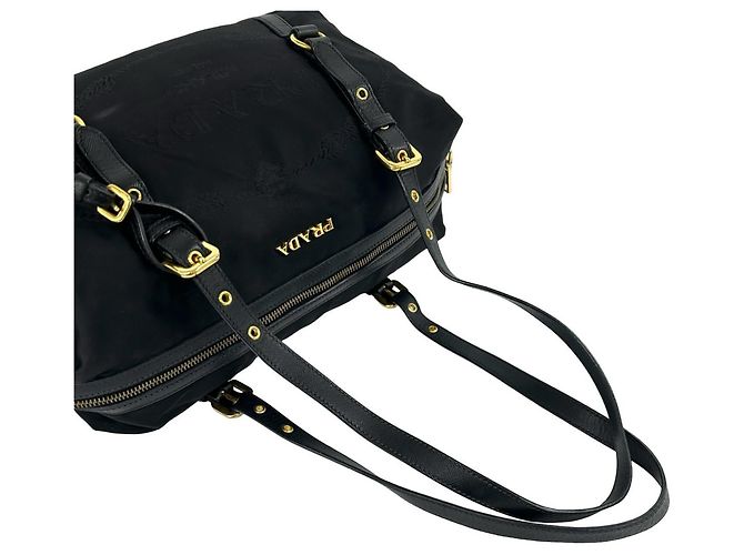 Prada Logo Hardware Tessuto Pocono Nylon Tote Bag Schwarz - Ansicht 4