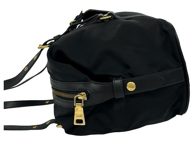 Prada Logo Hardware Tessuto Pocono Nylon Tote Bag Schwarz - Ansicht 5