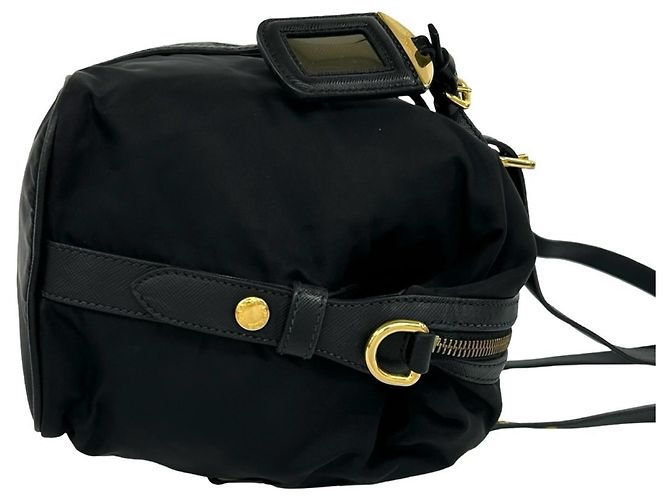 Prada Logo Hardware Tessuto Pocono Nylon Tote Bag Schwarz - Ansicht 6
