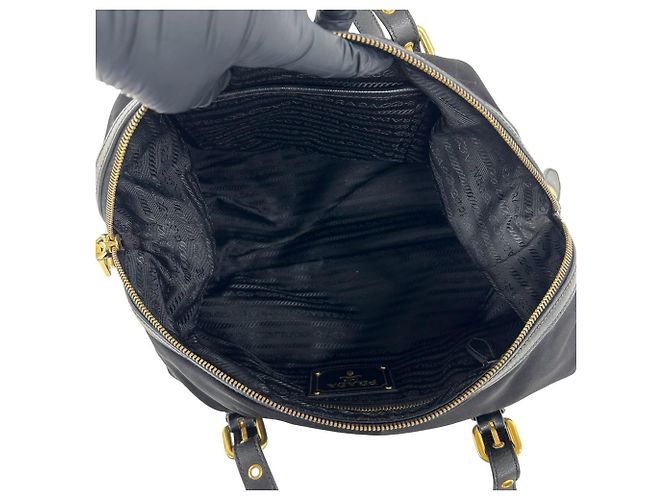 Prada Logo Hardware Tessuto Pocono Nylon Tote Bag Schwarz - Ansicht 9