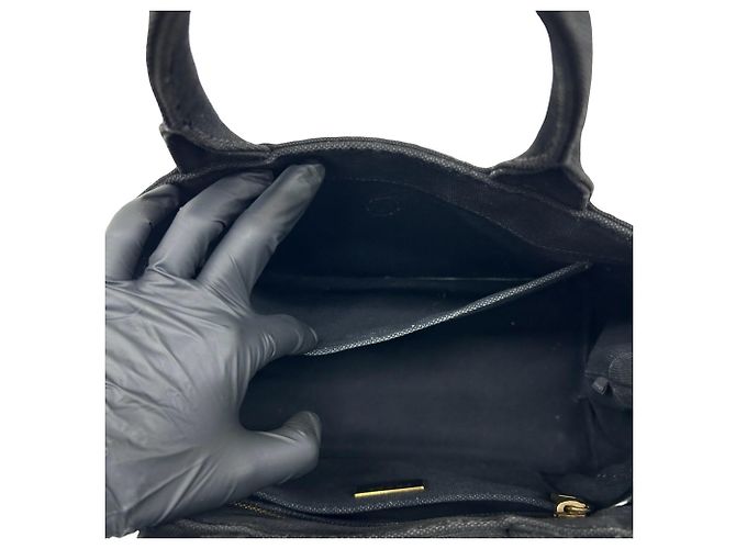 Tote Prada Canapa Triangle Logo Hardware Canvas Handbag Black - view 10