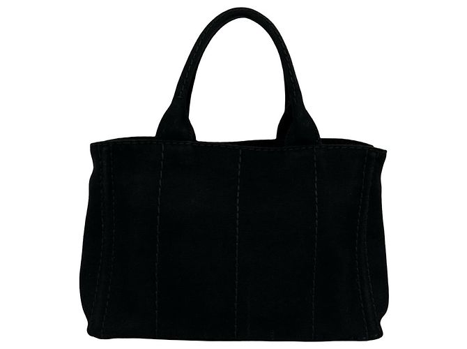 Tote Prada Canapa Triangle Logo Hardware Canvas Handbag Black - view 3