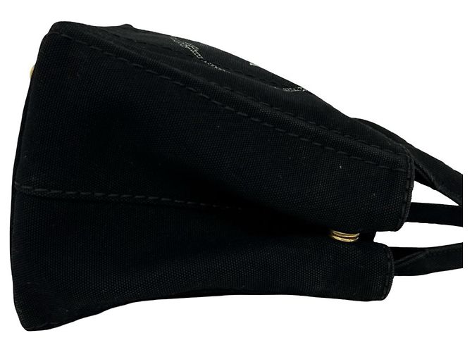 Tote Prada Canapa Triangle Logo Hardware Canvas Handbag Black - view 6