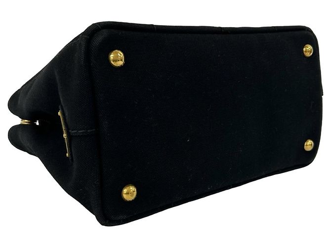 Tote Prada Canapa Triangle Logo Hardware Canvas Handbag Black - view 7