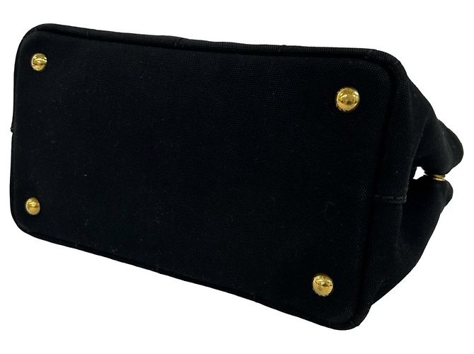 Tote Prada Canapa Triangle Logo Hardware Canvas Handbag Black - view 8