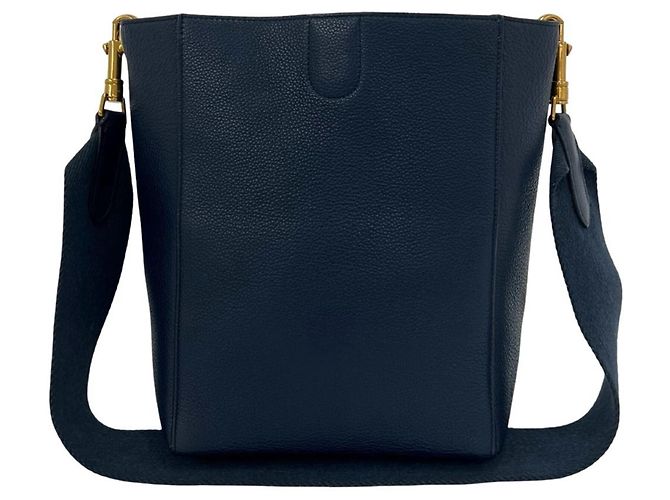 Céline Borsa a tracolla in pelle Celine Sangle Bucket Small Blu navy - vista 3