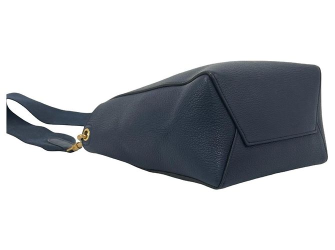 Céline Borsa a tracolla in pelle Celine Sangle Bucket Small Blu navy - vista 7