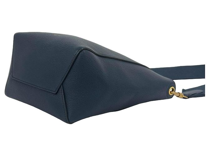 Céline Borsa a tracolla in pelle Celine Sangle Bucket Small Blu navy - vista 8