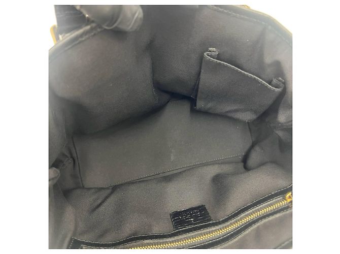 GUCCI Mini Tote Bag aus Leder und Canvas mit GG Logo Muster Schwarz Marineblau - Ansicht 9