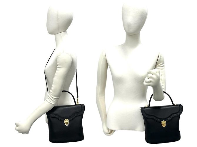 Borsa a tracolla 2-Way in pelle con logo traforato Yves Saint Laurent YSL Nero - vista 2