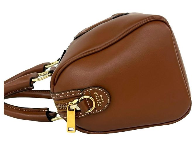 Céline Celine Sac Mini Boston en Cuir Triomphe Marron - vue 5