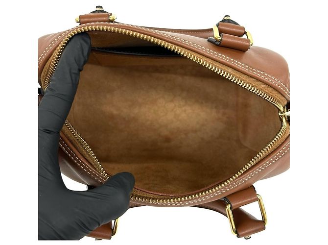 Céline Celine Sac Mini Boston en Cuir Triomphe Marron - vue 9
