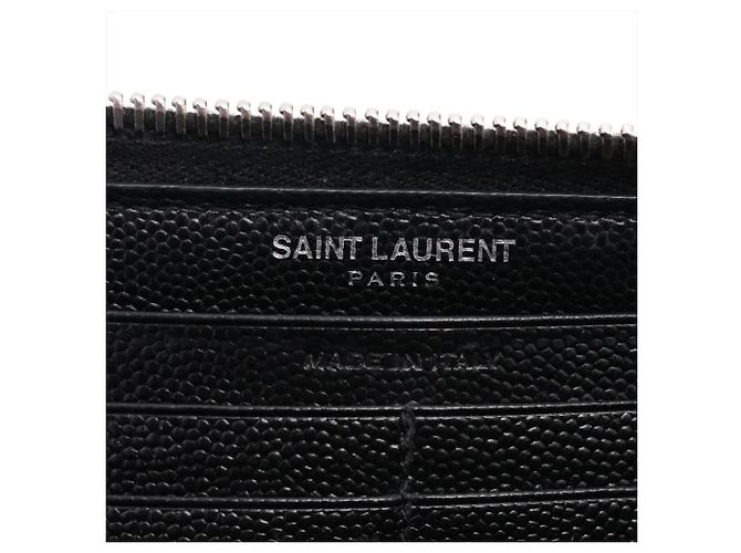 Autre Marque Saint Laurent Paris Cassandra V-Stitch Leder-Langbrieftasche Schwarz - Ansicht 9