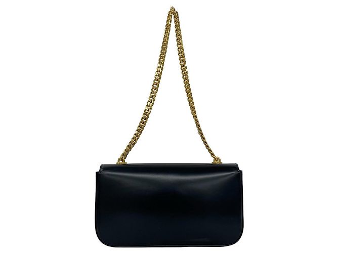 Céline Bolsa Mini Semi One Shoulder em couro com corrente e logo Triomphe Celine Claude Preto - vista 3