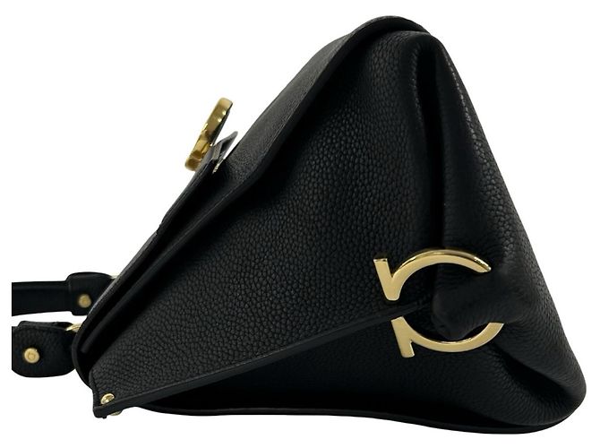 Bolsa de couro Salvatore Ferragamo com ferragens Gancini Preto - vista 5
