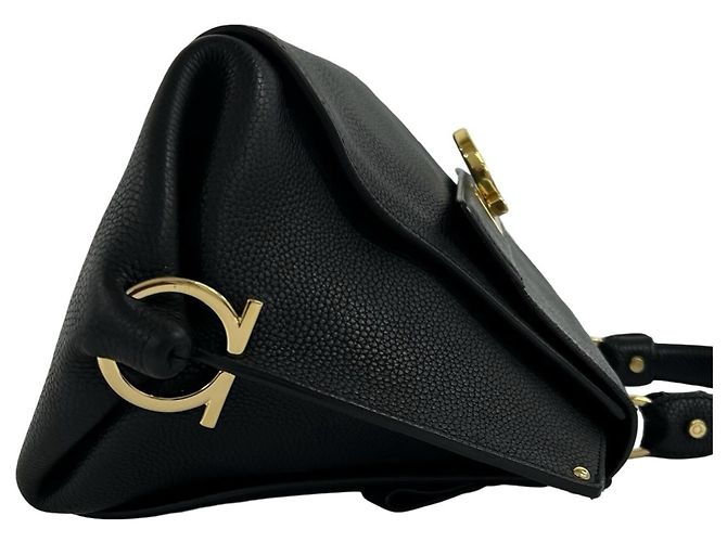 Bolsa de couro Salvatore Ferragamo com ferragens Gancini Preto - vista 6