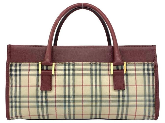 Bolsa Burberry Nova Check em lona e couro Bege Bordeaux - vista 3