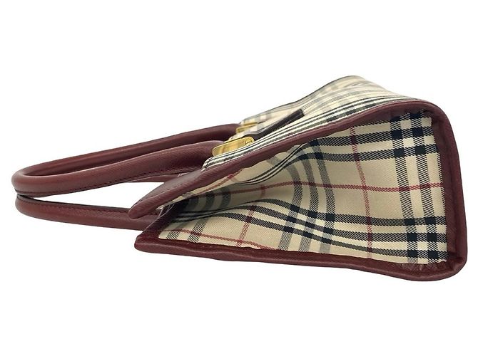 Bolsa Burberry Nova Check em lona e couro Bege Bordeaux - vista 5